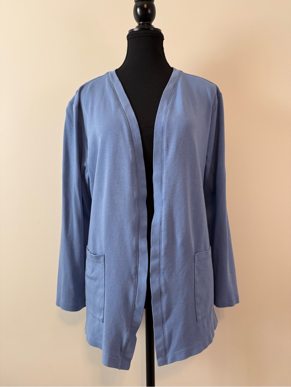 Isaac Mizrahi Live! Pima Cotton Knit Cardigan Blue Sz L